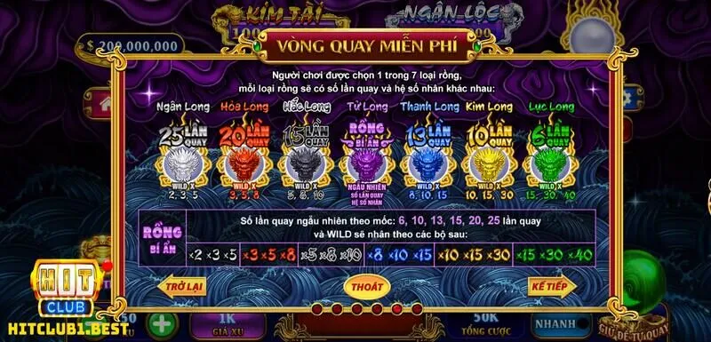 Cập nhật tính năng trong game Kho tàng ngũ long Hit Club