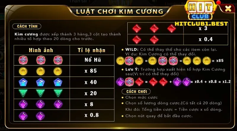 Trò chơi Kim Cương Hit Club và luật 