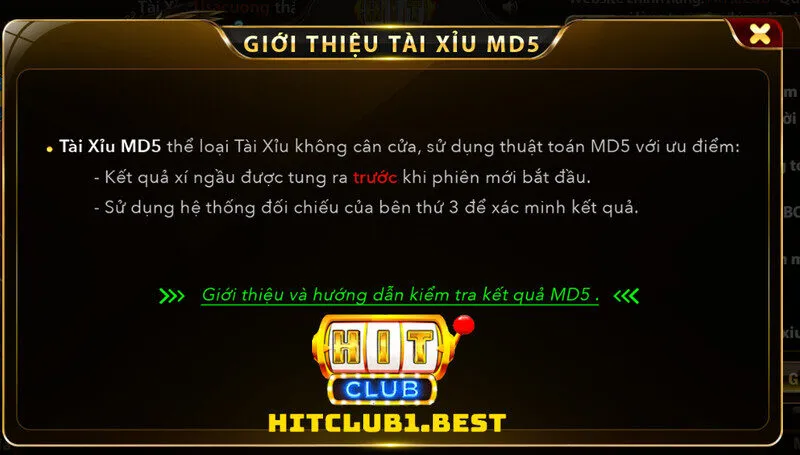 Luật chơi Tài xỉu MD5 Hit Club đang áp dụng 