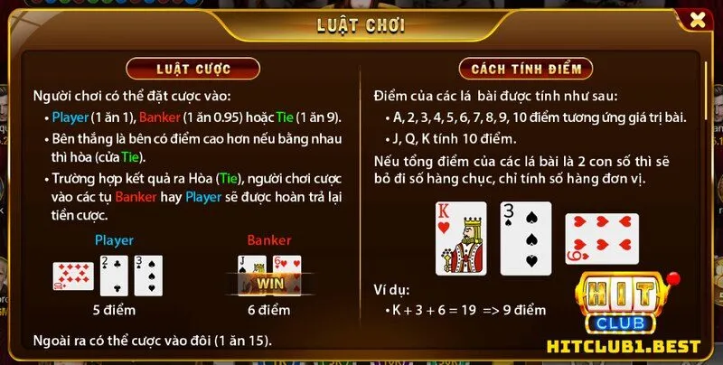 Giới thiệu luật chơi cơ bản baccarat Hit Club