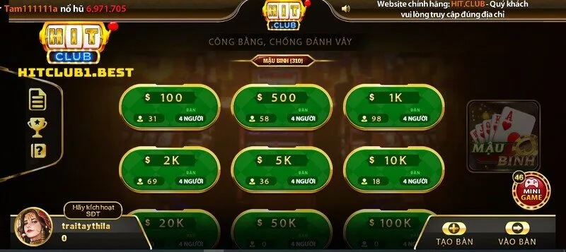 Hướng dẫn cách chơi được cập nhật chi tiết Mậu binh Hit Club