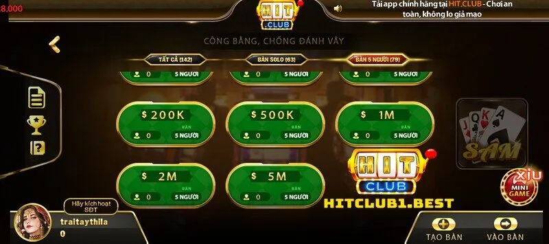 Cập nhật tính năng mới trong game bài Sâm Hit Club