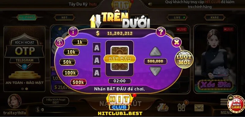 Hướng dẫn cách truy cập game Trên dưới Hit Club